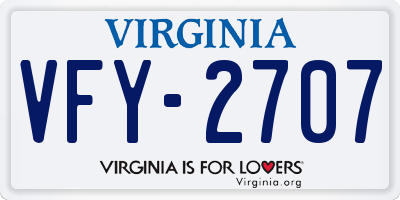 VA license plate VFY2707