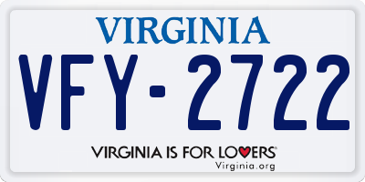 VA license plate VFY2722