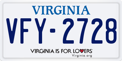 VA license plate VFY2728