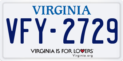 VA license plate VFY2729