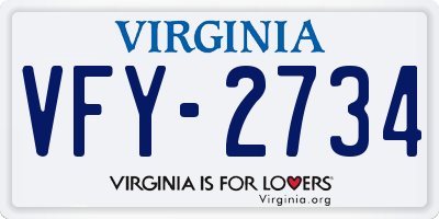 VA license plate VFY2734