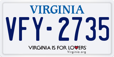 VA license plate VFY2735