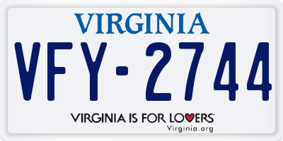 VA license plate VFY2744