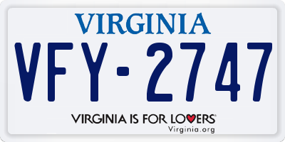 VA license plate VFY2747