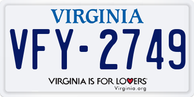 VA license plate VFY2749