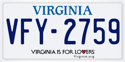 VA license plate VFY2759