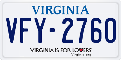 VA license plate VFY2760