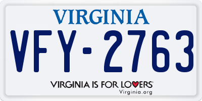 VA license plate VFY2763