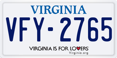 VA license plate VFY2765