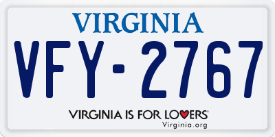 VA license plate VFY2767