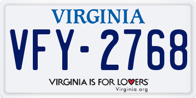 VA license plate VFY2768