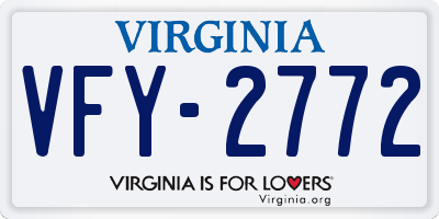 VA license plate VFY2772
