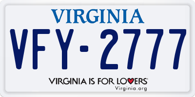 VA license plate VFY2777