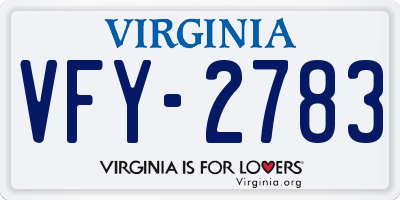 VA license plate VFY2783