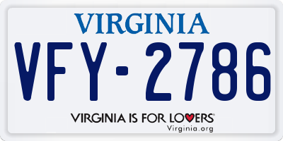 VA license plate VFY2786