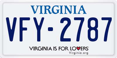 VA license plate VFY2787