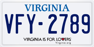 VA license plate VFY2789