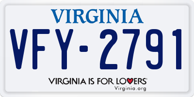 VA license plate VFY2791