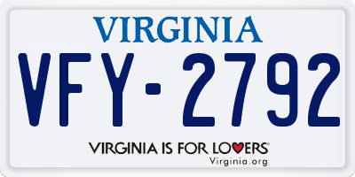 VA license plate VFY2792