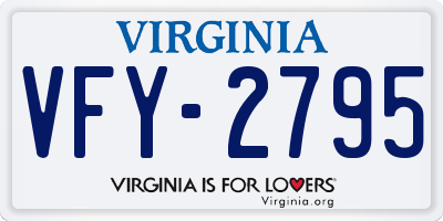 VA license plate VFY2795