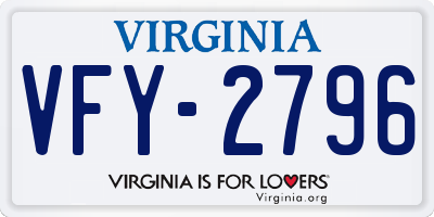 VA license plate VFY2796