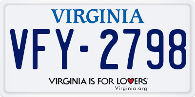 VA license plate VFY2798