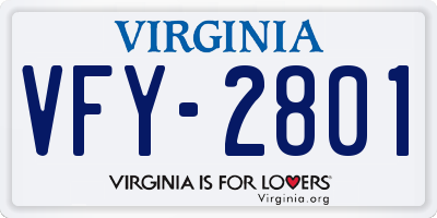 VA license plate VFY2801