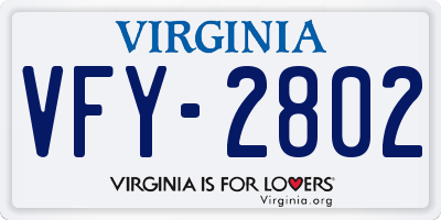 VA license plate VFY2802