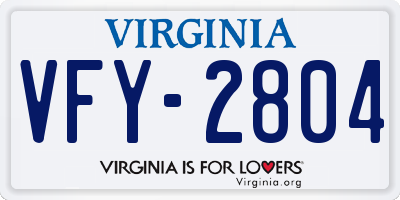 VA license plate VFY2804