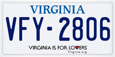 VA license plate VFY2806