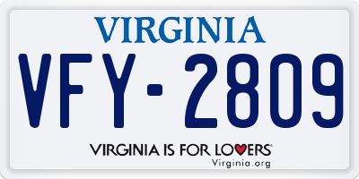 VA license plate VFY2809