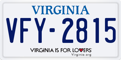VA license plate VFY2815