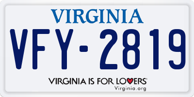 VA license plate VFY2819
