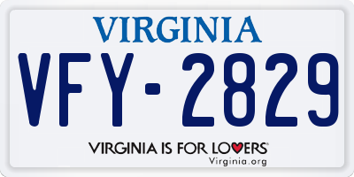 VA license plate VFY2829