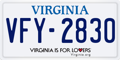 VA license plate VFY2830