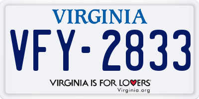 VA license plate VFY2833