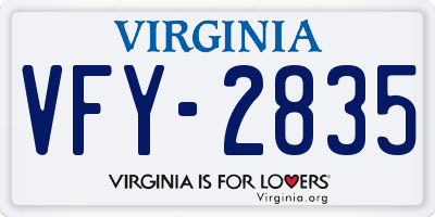 VA license plate VFY2835