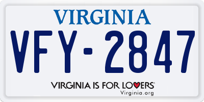 VA license plate VFY2847