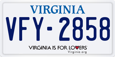 VA license plate VFY2858