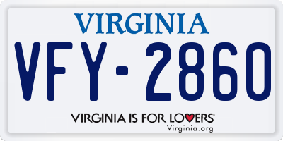 VA license plate VFY2860