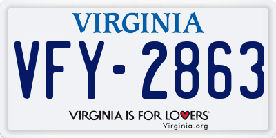 VA license plate VFY2863