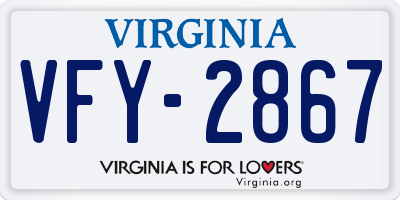 VA license plate VFY2867