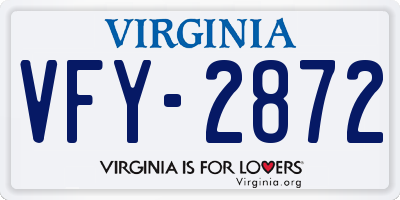 VA license plate VFY2872