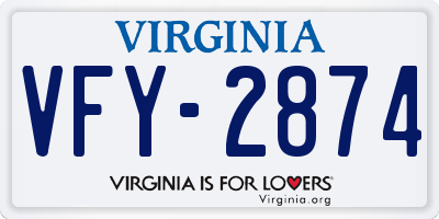 VA license plate VFY2874