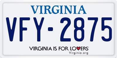 VA license plate VFY2875