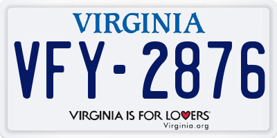 VA license plate VFY2876