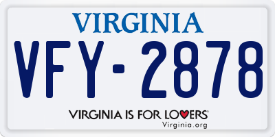 VA license plate VFY2878