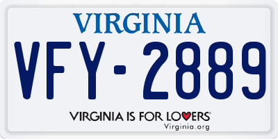 VA license plate VFY2889