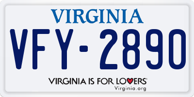 VA license plate VFY2890