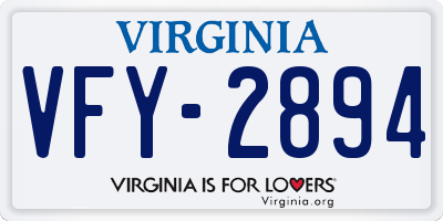 VA license plate VFY2894